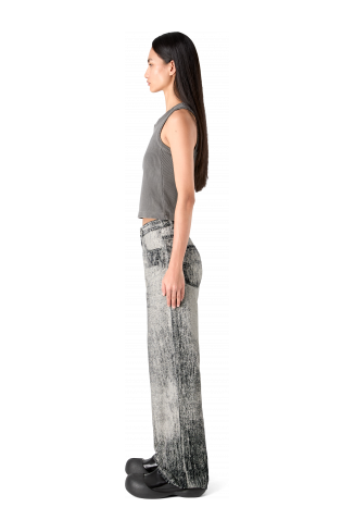 Denim Vervaagd zwarte denim jeans met verfprint