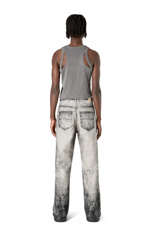 Denim Faded Black Paint Print Denim Jeans