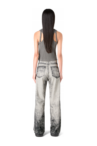 Denim Vervaagd zwarte denim jeans met verfprint