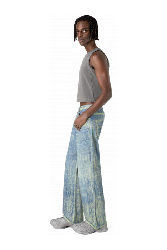 Denim Sand Blue Paint Print Denim Jeans