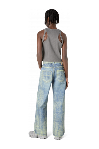 Denim Sand Blue Paint Print Denim Jeans