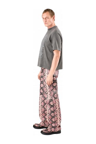 Leather Trousers Pink Snake Leather Trousers
