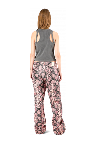 Leather Trousers Roze slangenleren broek