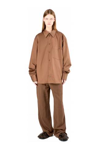 Cotton Shirt Bruin katoenen overhemd