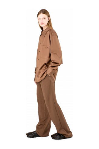 Cotton Shirt Bruin katoenen overhemd