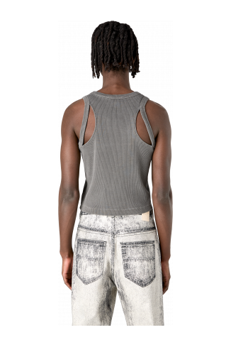 CUT-OUT RIBBED TANK TOP Samarreta sense mànigues acanalada de color negre difuminat