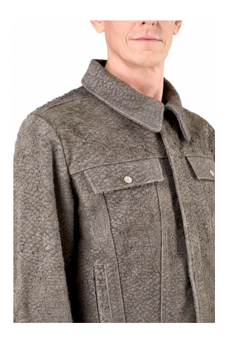 Suede Jacket Gray Wrinkled Suede Leather Jacket