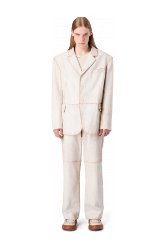 LEATHER BLAZER Blazer blanc en cuir craquelé