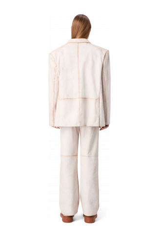 LEATHER BLAZER Blazer blanc en cuir craquelé