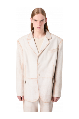 LEATHER BLAZER Blazer blanc en cuir craquelé