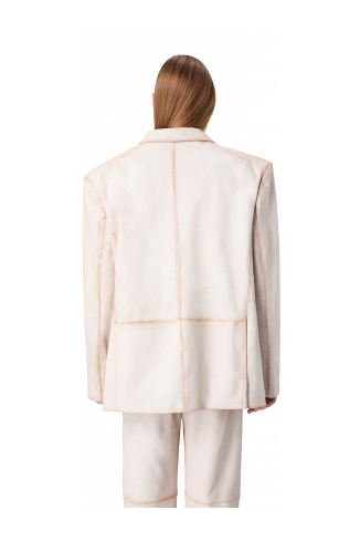 LEATHER BLAZER Blazer blanc en cuir craquelé