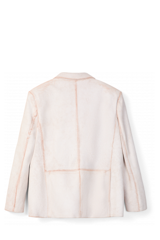 LEATHER BLAZER Blazer blanc en cuir craquelé