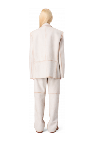 LEATHER TROUSERS Pantaló de pell esquerdada de color blanc