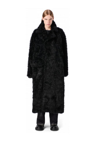 FLUFFY COAT Abric amb textura de color negre
