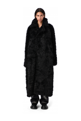 FLUFFY COAT Abric amb textura de color negre