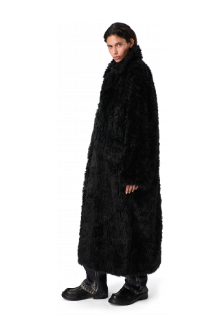 FLUFFY COAT Abric amb textura de color negre