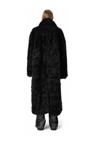 FLUFFY COAT Abric amb textura de color negre