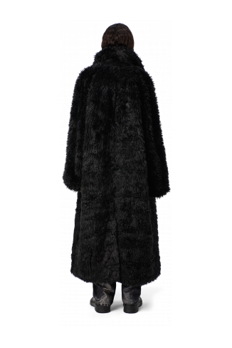 FLUFFY COAT Abric amb textura de color negre