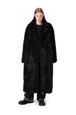 FLUFFY COAT Abric amb textura de color negre