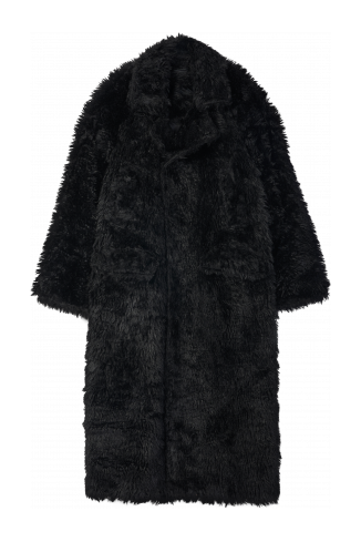 FLUFFY COAT Abric amb textura de color negre