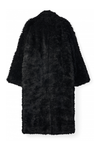 FLUFFY COAT Abric amb textura de color negre
