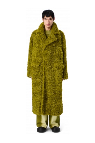 FLUFFY COAT Abric amb textura de color verd