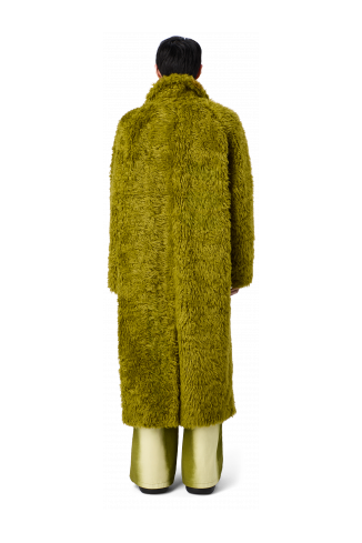 FLUFFY COAT Abric amb textura de color verd