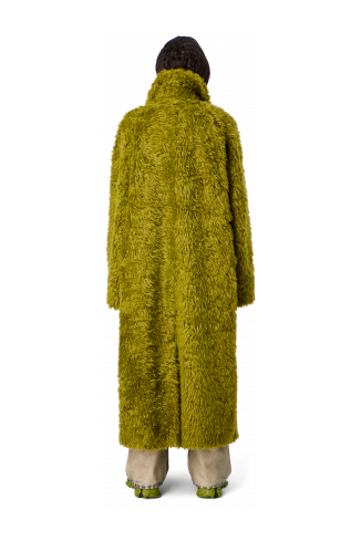 FLUFFY COAT Abric amb textura de color verd