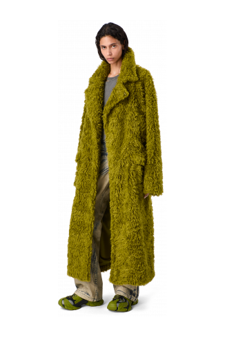 FLUFFY COAT Abric amb textura de color verd