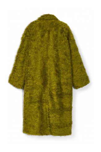 FLUFFY COAT Abric amb textura de color verd