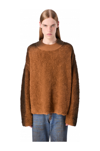 KNIT SPRAYED BOUCLE CREWNECK Terracotta wool-blend Bouclé Jumper