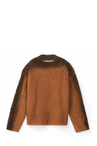 Back view of KNIT SPRAYED BOUCLE CREWNECK Terracotta wool-blend Bouclé Jumper