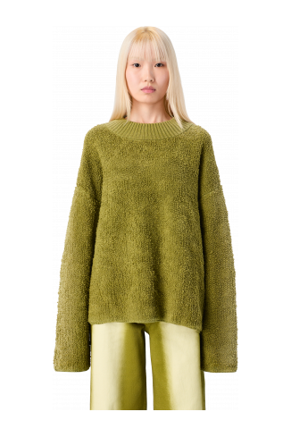 KNIT SPRAYED BOUCLE CREWNECK Green wool-blend Bouclé Jumper