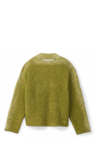 Back view of KNIT SPRAYED BOUCLE CREWNECK Green wool-blend Bouclé Jumper