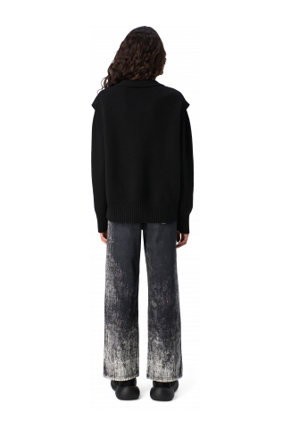PAINT PRINT DENIM JEANS Muted black denim jeans