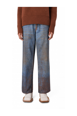 PAINT PRINT DENIM JEANS Terracotta-blue Denim Jeans