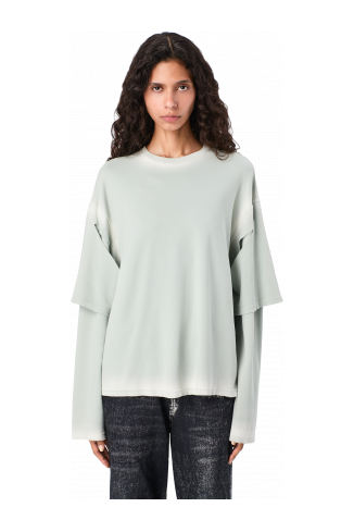 WASHED LAYERED LONG SLEEVE T-SHIRT Faded gray organic cotton long sleeve T-Shirt