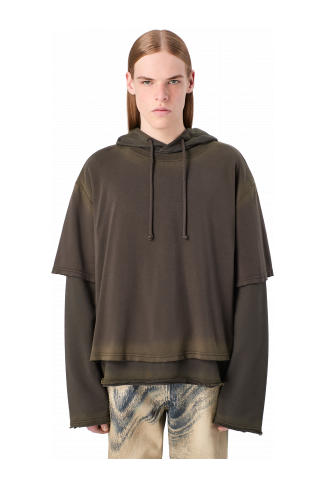 WASHED LAYERED HOODIE Faded black Organic Cotton Hoodie