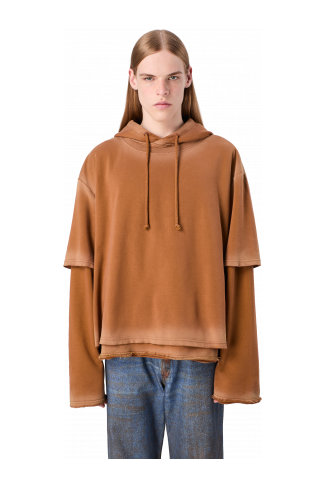 WASHED LAYERED HOODIE Faded terracotta Organic Cotton hoodie