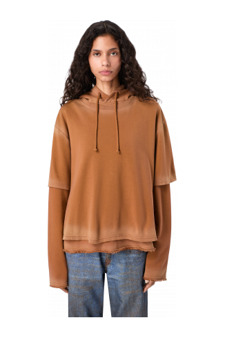 WASHED LAYERED HOODIE Faded terracotta Organic Cotton hoodie