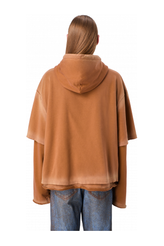 WASHED LAYERED HOODIE Faded terracotta Organic Cotton hoodie