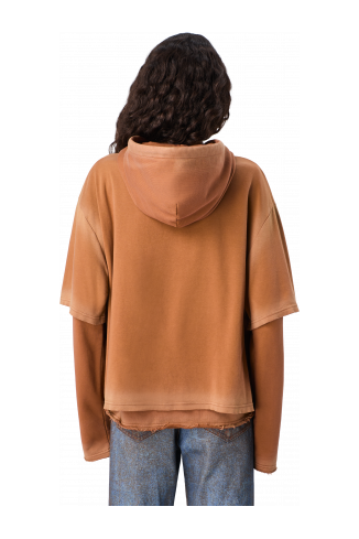 WASHED LAYERED HOODIE Faded terracotta Organic Cotton hoodie