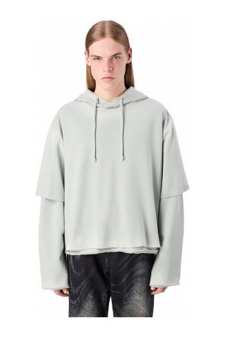 WASHED LAYERED HOODIE Faded gray Organic Cotton Hoodie