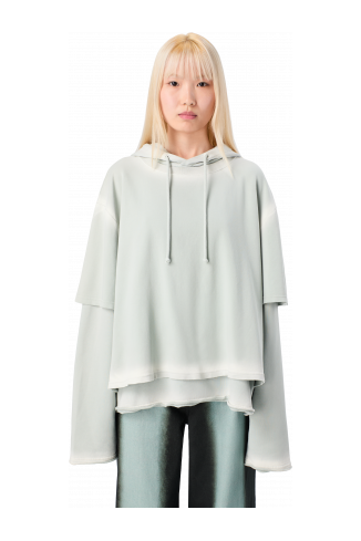 WASHED LAYERED HOODIE Faded gray Organic Cotton Hoodie