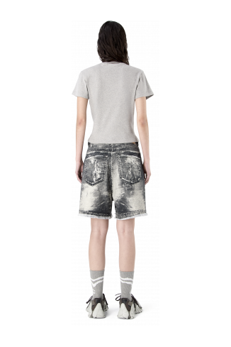 CORDUROY PRINT DENIM CUTOFF SHORTS NERO