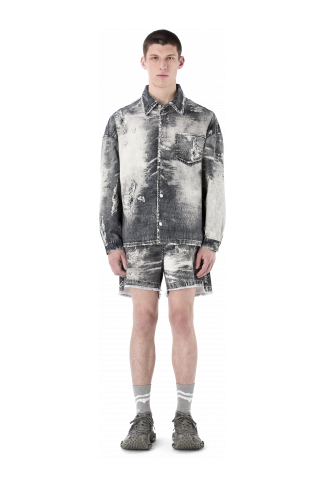 CORDUROY PRINT DENIM SHIRT NERO