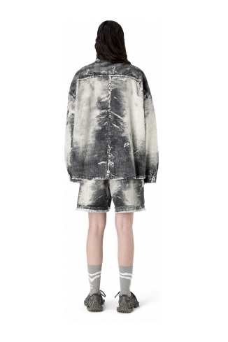 CORDUROY PRINT DENIM SHIRT BLACK