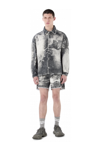CORDUROY PRINT DENIM SHIRT NERO
