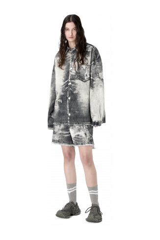 CORDUROY PRINT DENIM SHIRT BLACK