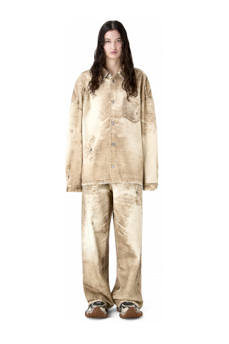 CORDUROY PRINT DENIM SHIRT BEIGE